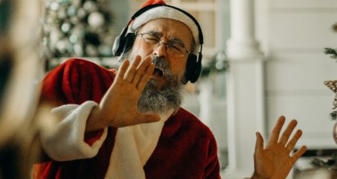 santa costume singing